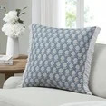 My Texas House 22" x 22" Ivory/Blue Meera Floral Fringe Cotton Decorative Pillow - Walmart.com | Walmart (US)