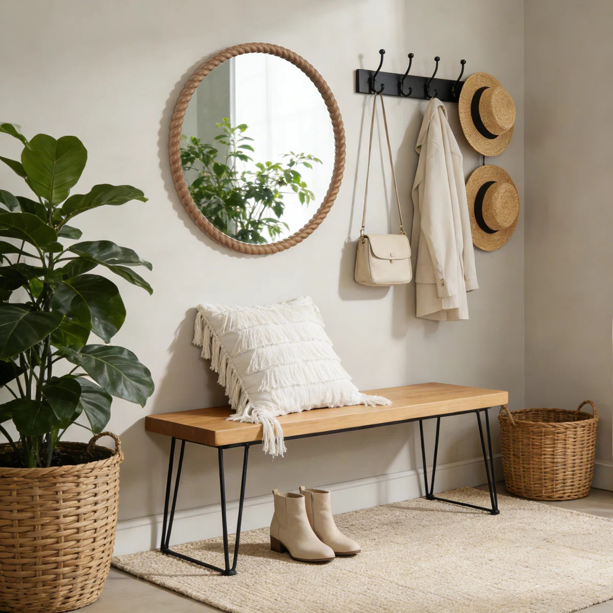 Round Rope Frame Decorative Mirror 30in | Wayfair North America