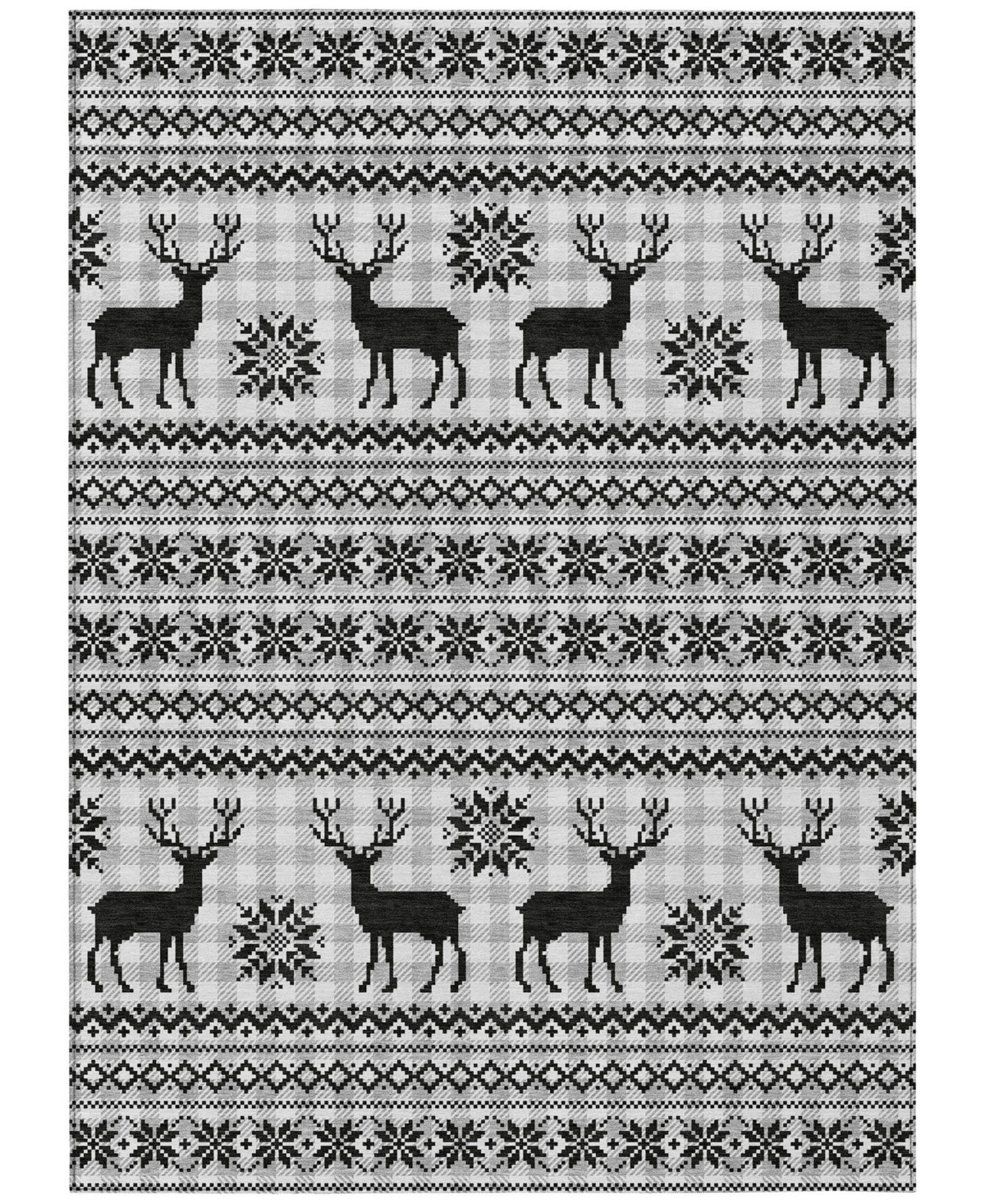Addison Holiday Washable Indoor/Outdoor ACN1820 2'6"x3'10" Area Rug - Gray | Macy's