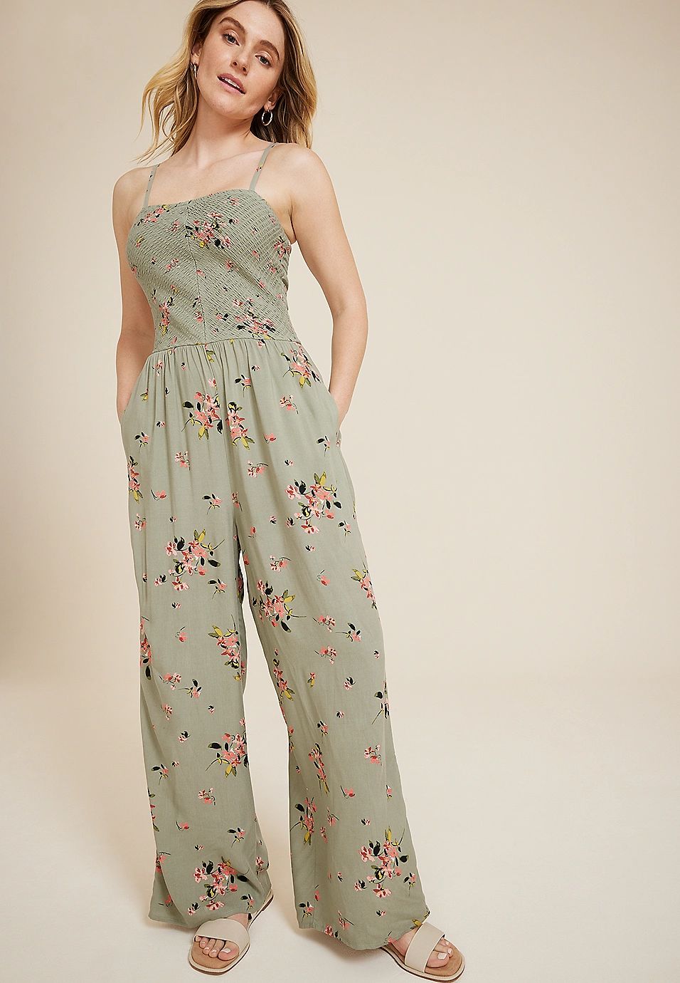 Floral Smocked Jumpsuit | Maurices