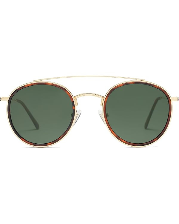 SOJOS Retro Round Double Bridge Polarized Sunglasses for Women Men Vintage Circle UV400 Sunnies S... | Amazon (US)
