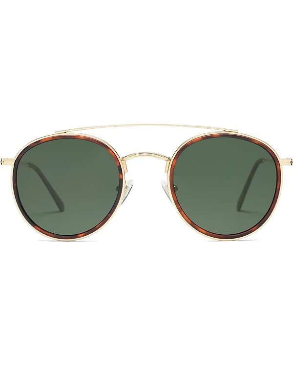SOJOS Retro Round Double Bridge Polarized Sunglasses for Women Men Vintage Circle UV400 Sunnies S... | Amazon (US)