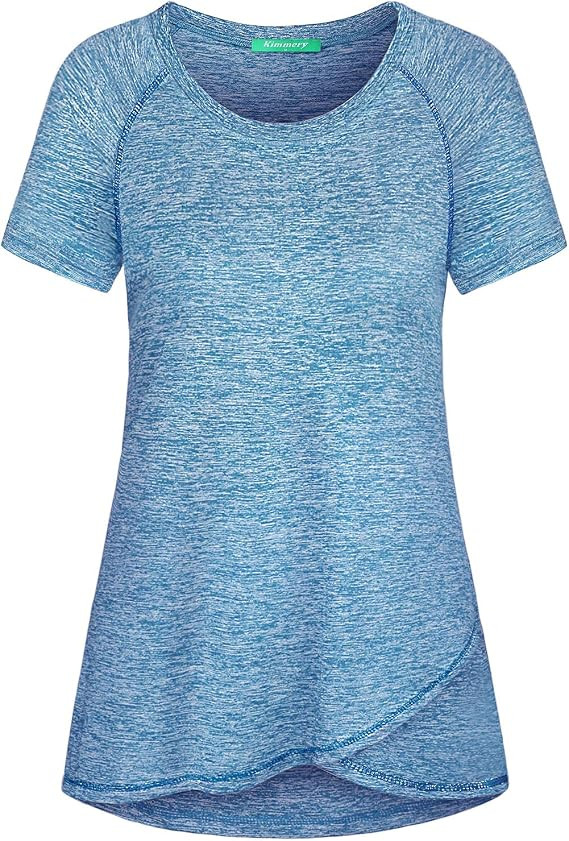 Kimmery Woman Raglan Sleeve Round Neck Irregular Hem Yoga Workout Shirt Sizes M-3XL | Amazon (US)