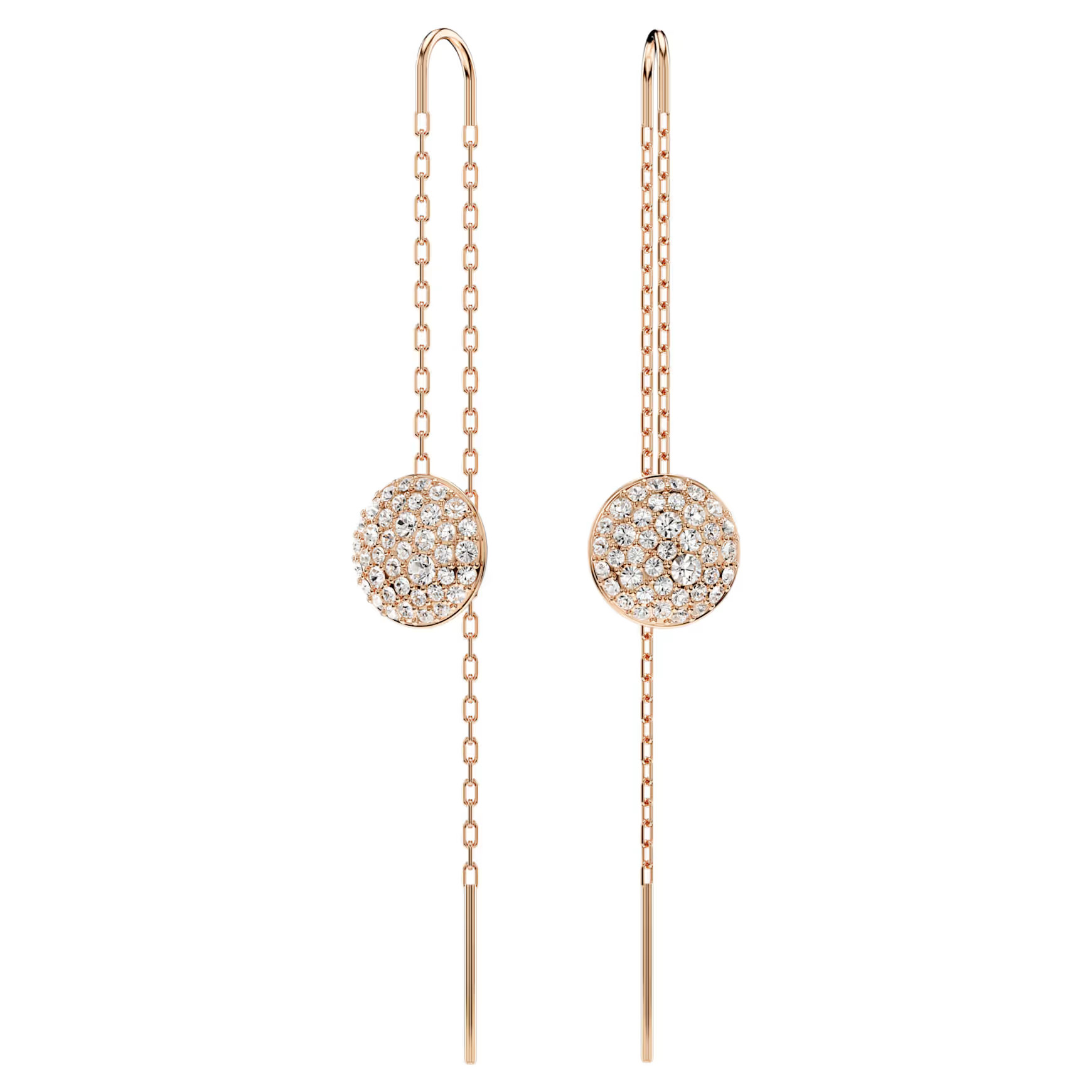 Meteora drop earrings, White, Rose gold-tone plated by SWAROVSKI | SWAROVSKI