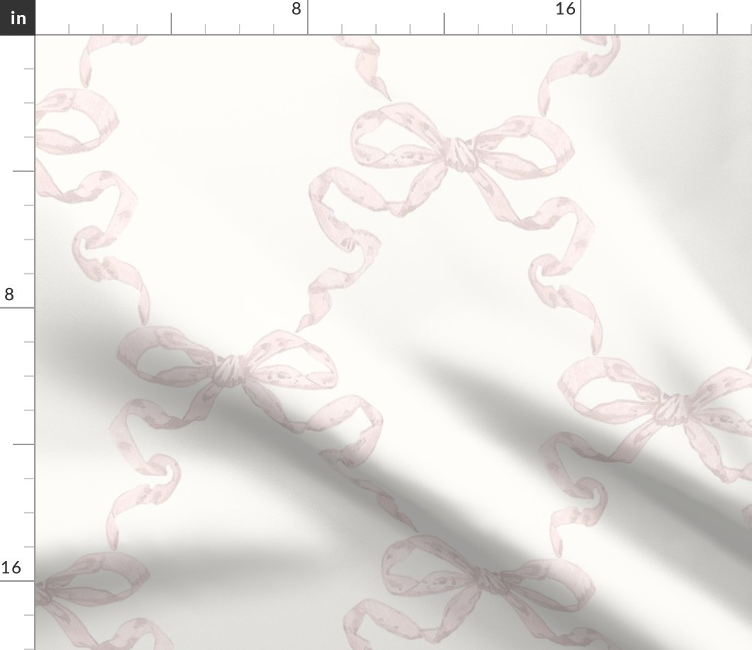Large Hannah Ribbon Petal Pink On Cream | Spoonflower