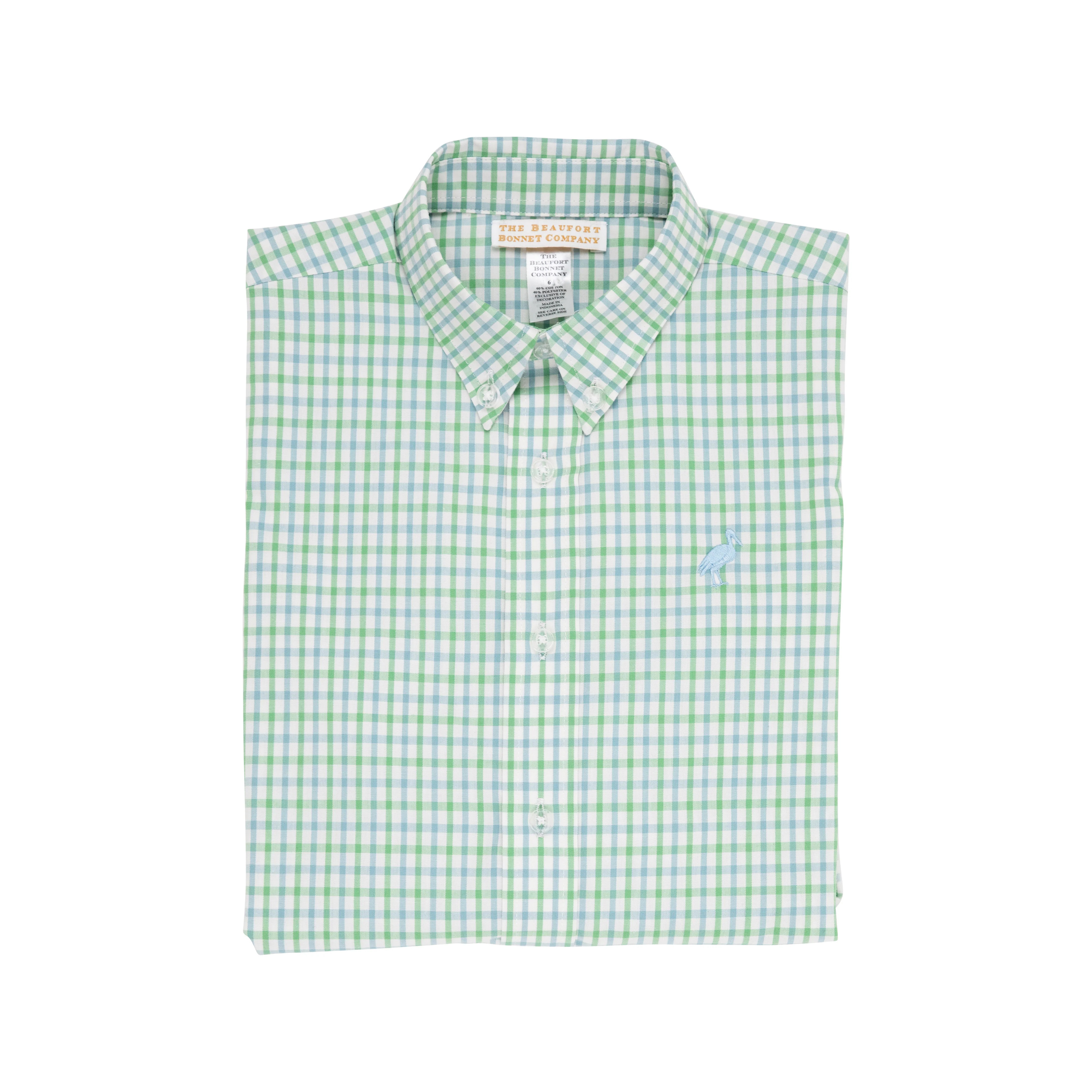 Dean's List Dress Shirt - Kiawah Kelly Green & Barrington Blue Chandler Check with Barrington Blu... | The Beaufort Bonnet Company