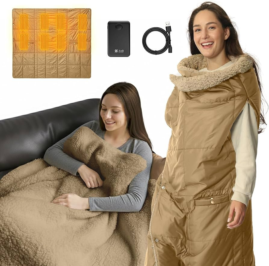 ZonLi Heated Blanket, Electric Portable Cordless Heated Wearable Blankets Battery Operated Heated... | Amazon (US)