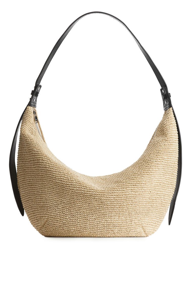 H & M - Leather-Trimmed Straw Bag - Beige | H&M (UK, MY, IN, SG, PH, TW, HK)