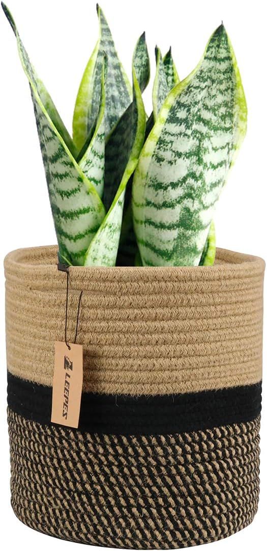 LEEPES Jute Rope Plant Basket Modern Woven Basket for 10" Flower Pot Floor Indoor Planters,Storag... | Amazon (US)