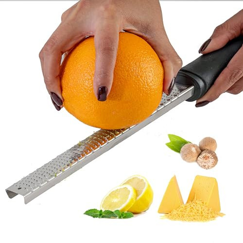 A Bar Above Premium Zester, Heavy Duty Hand Grater for Lemons, Limes, Parmesan Cheese, Chocolate, Ginger, and More, Stainless Steel Bar Zester Tool with Firm Handle, Single Lemon Zester, 14" x 2" | Amazon (US)