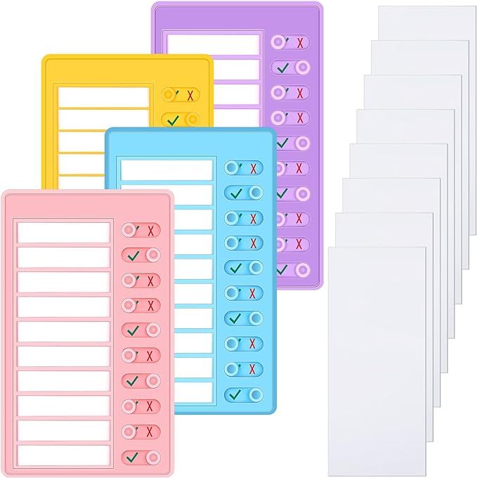Queekay 4 Pcs Blank Chore Chart Kids Chore Chart, Plastic Checklist Board with 8 Detachable Cards... | Amazon (US)