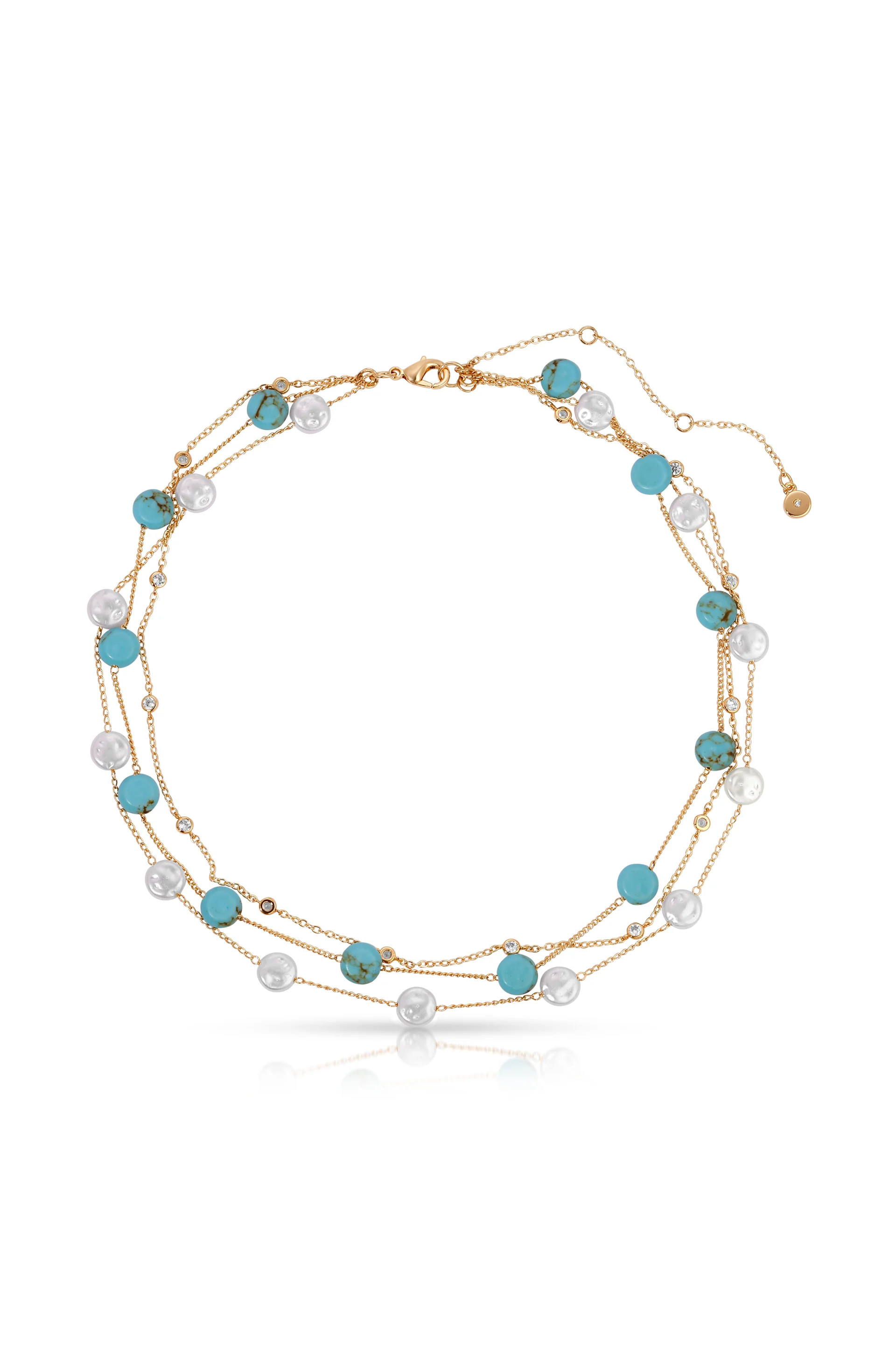 Dressed in Turquoise & Pearls Layered Necklace | Ettika