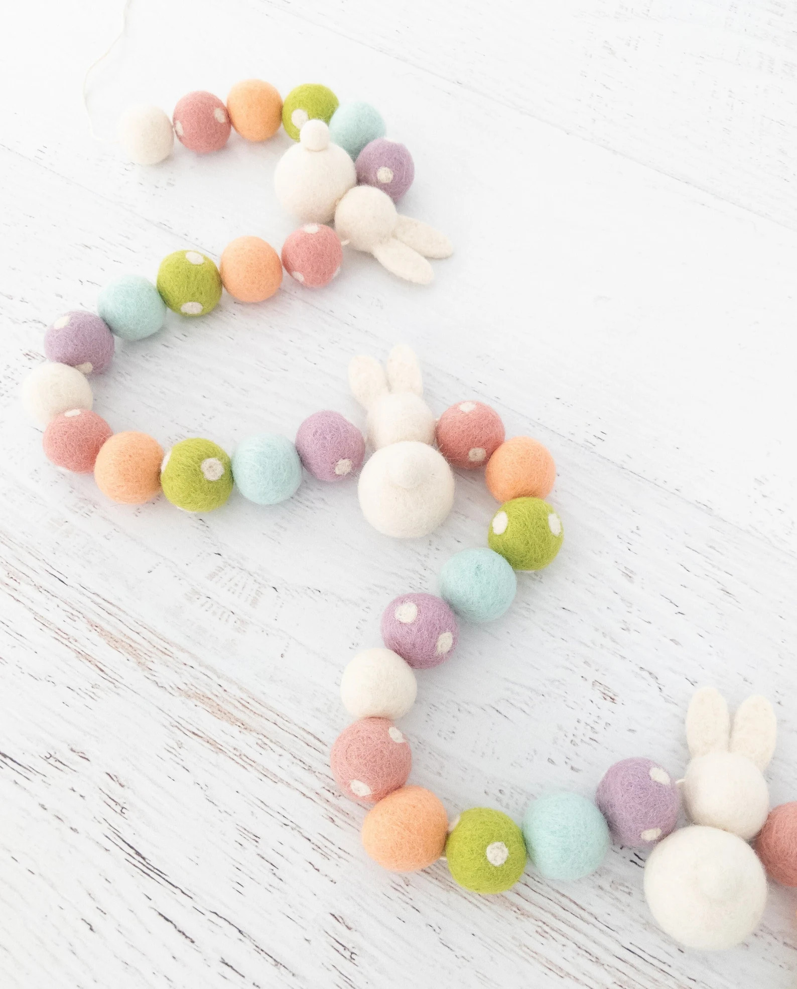 BUNNY HOP Felt Ball Garland - Easter, Bunny Garland, Holiday Garland, Spring, Felt Bunny, Pastel ... | Etsy (US)