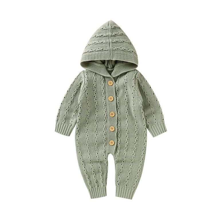 Suanret Newborn Baby Boy Girl Hoodie Knitted Romper Long Sleeve Solid Jumpsuit Bodysuit Outfits L... | Walmart (US)