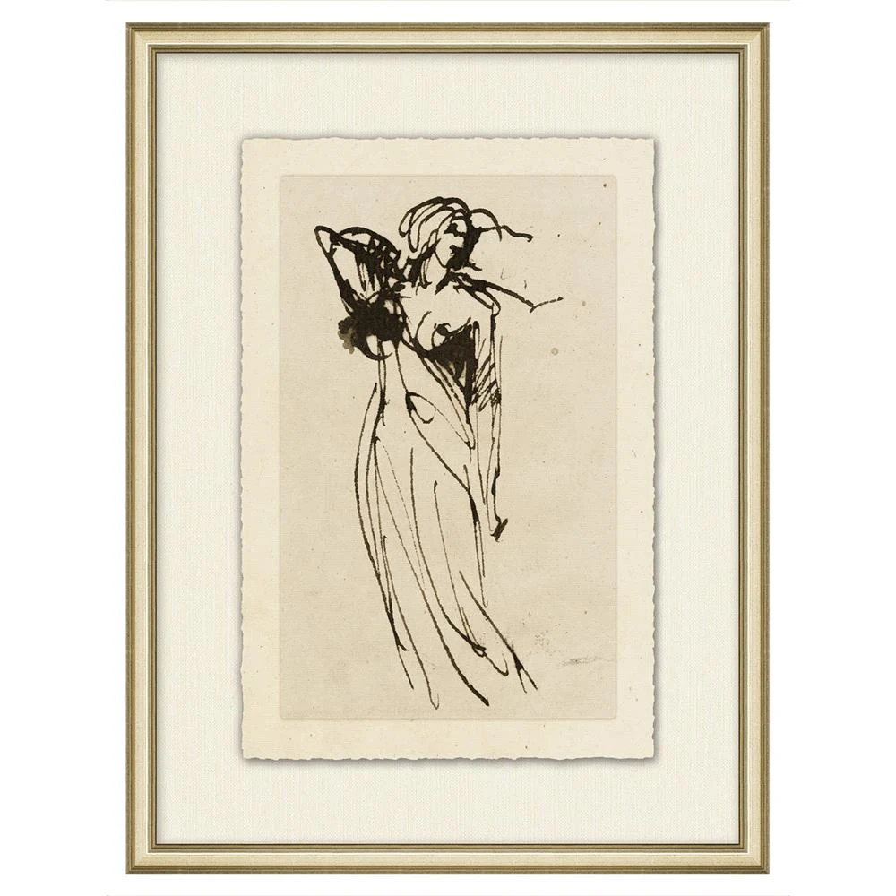 Malinda French Country Figure Gold Frame Illustration VIII | Kathy Kuo Home