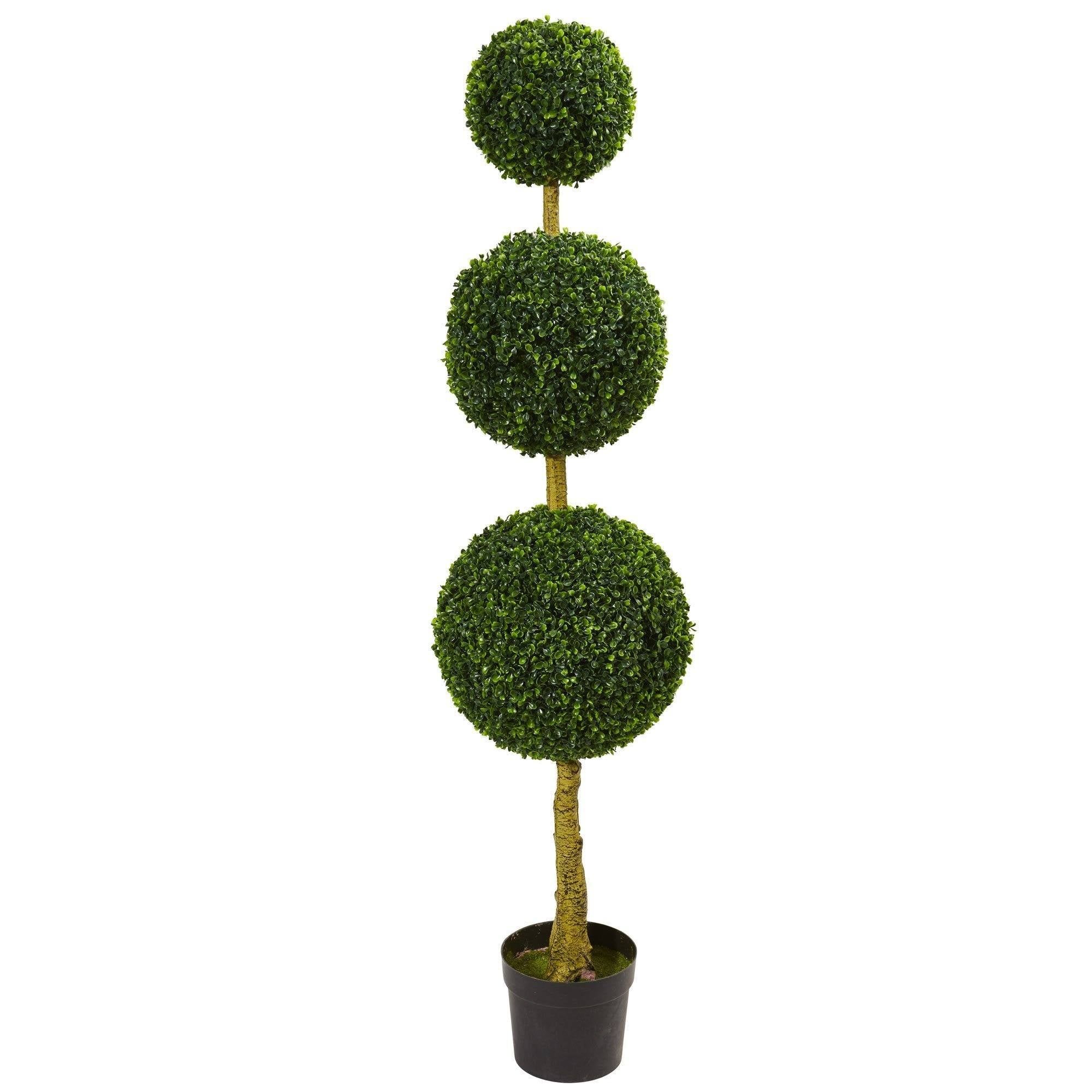 5.5’ Triple Ball Boxwood Artificial Topiary Tree UV Resistant (Indoor/Outdoor) | Nearly Natural | Nearly Natural