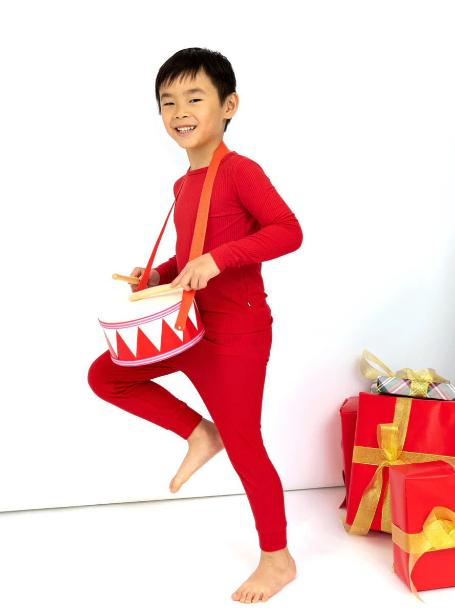 Red Ribbed Two Piece Long Set | Little Pajama Co.