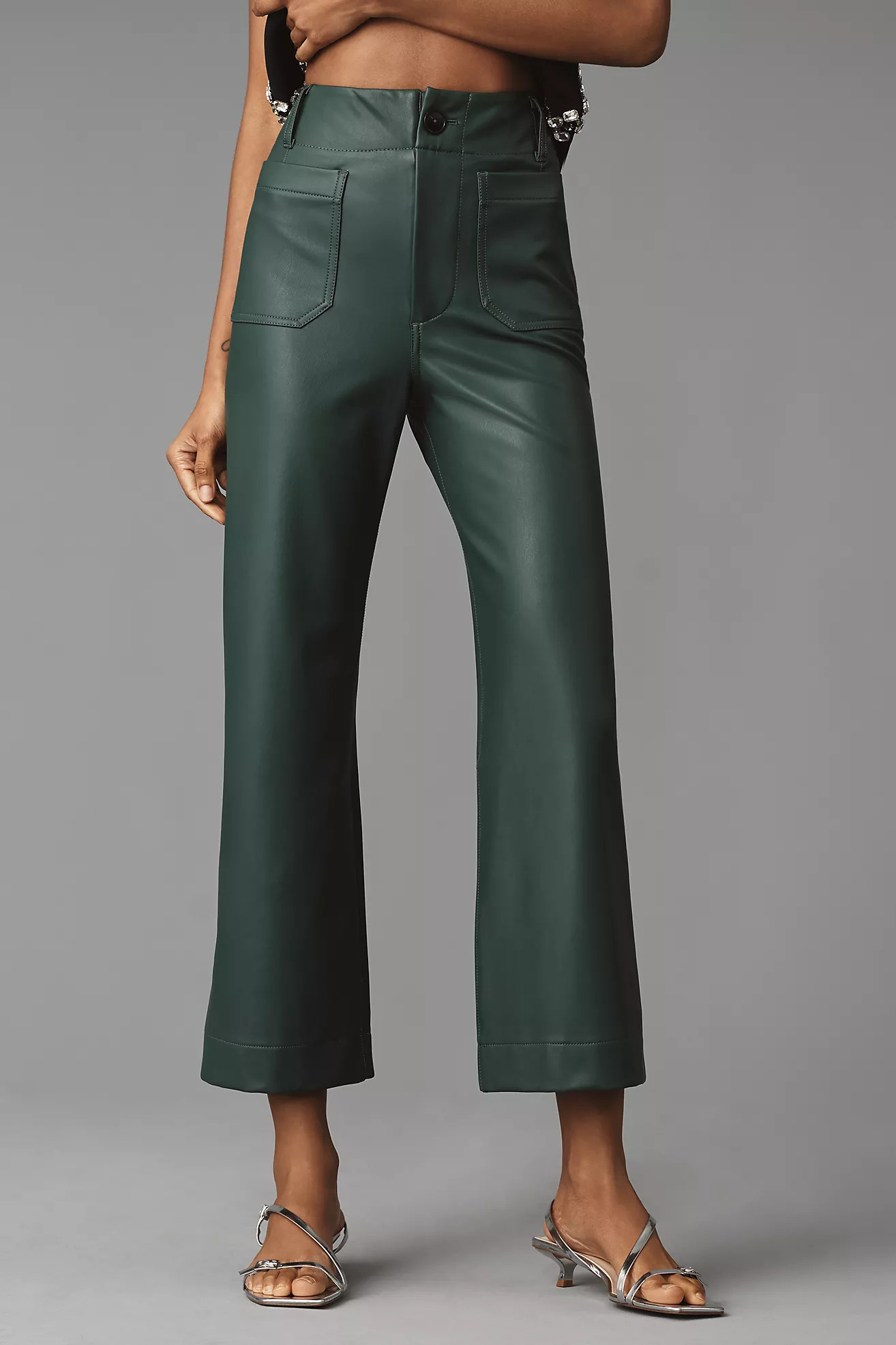 The Colette Cropped Wide-Leg Pants by Maeve: Faux-Leather Edition | Anthropologie (US)