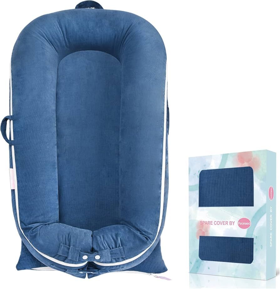 Corduroy Baby Lounger Cover for Dockatot Deluxe + | 100% Cotton Hypoallergenic Newborn Premium Quality Spare Cover(Cover Only) (Blue) | Amazon (US)