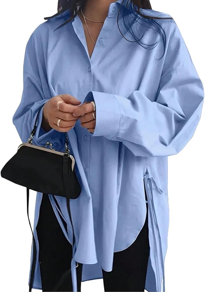 SISKIN Long Sleeve Blouses for Women Dressy Casual,Drop Shoulder Oversized Button Down Shirts for... | Amazon (US)