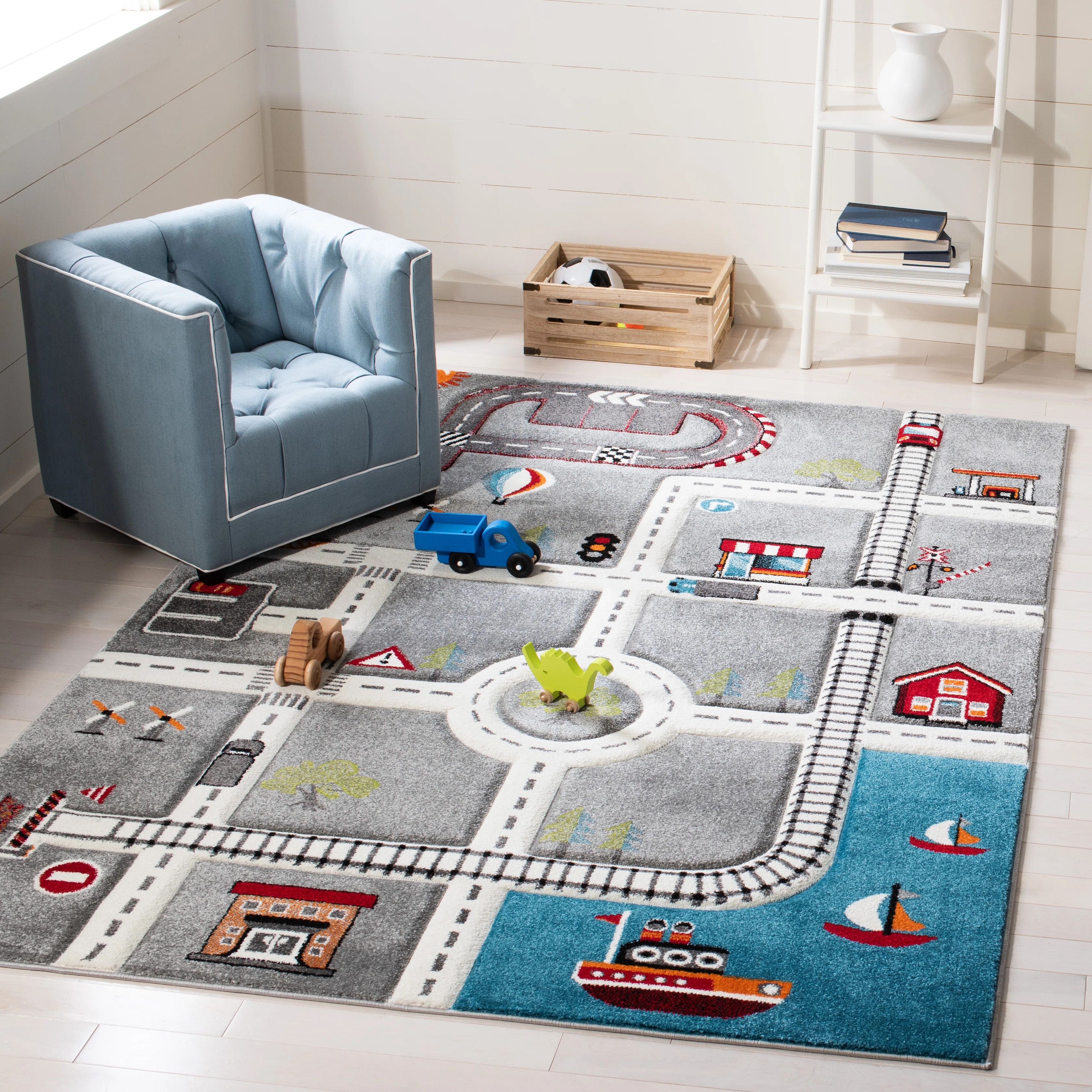 Hiles Gray/Blue/Red Area Rug | Wayfair North America