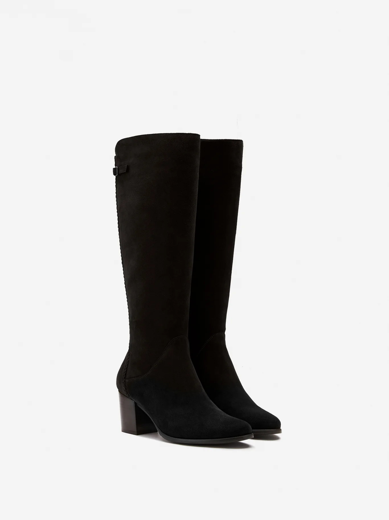 Adie Black Suede Knee High Heeled Boots | DuoBoots | DuoBoots