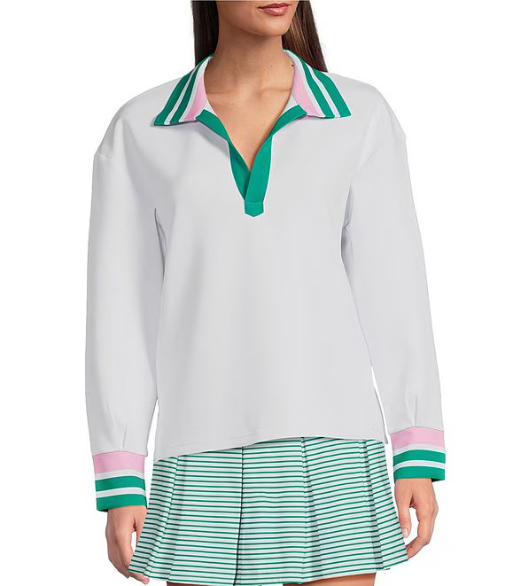 Easy Rugby Contract Stripe Print Long Sleeve Pullover Sweater | Dillard's