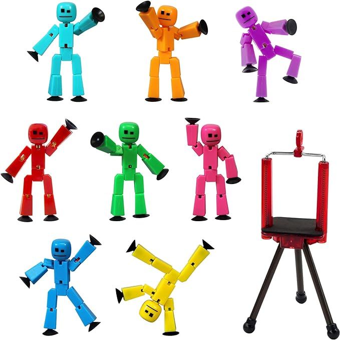 Zing Stikbot 8 Solid Pink/Yellow/Light Blue/Green/Dark Blue/Purple/Orange/Red Color and Red Tripo... | Amazon (US)