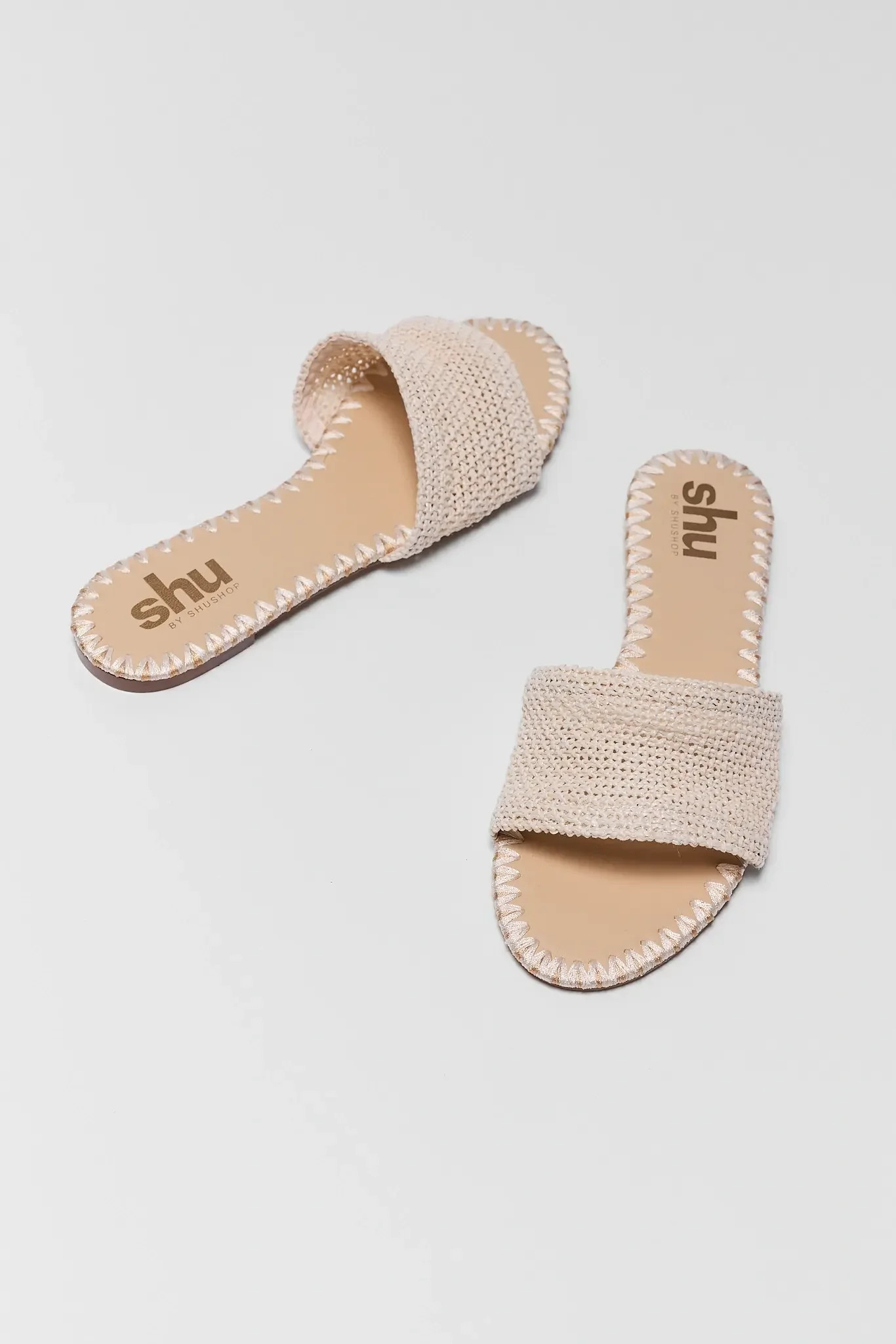 Tan Raffia Slide Sandal | Avara