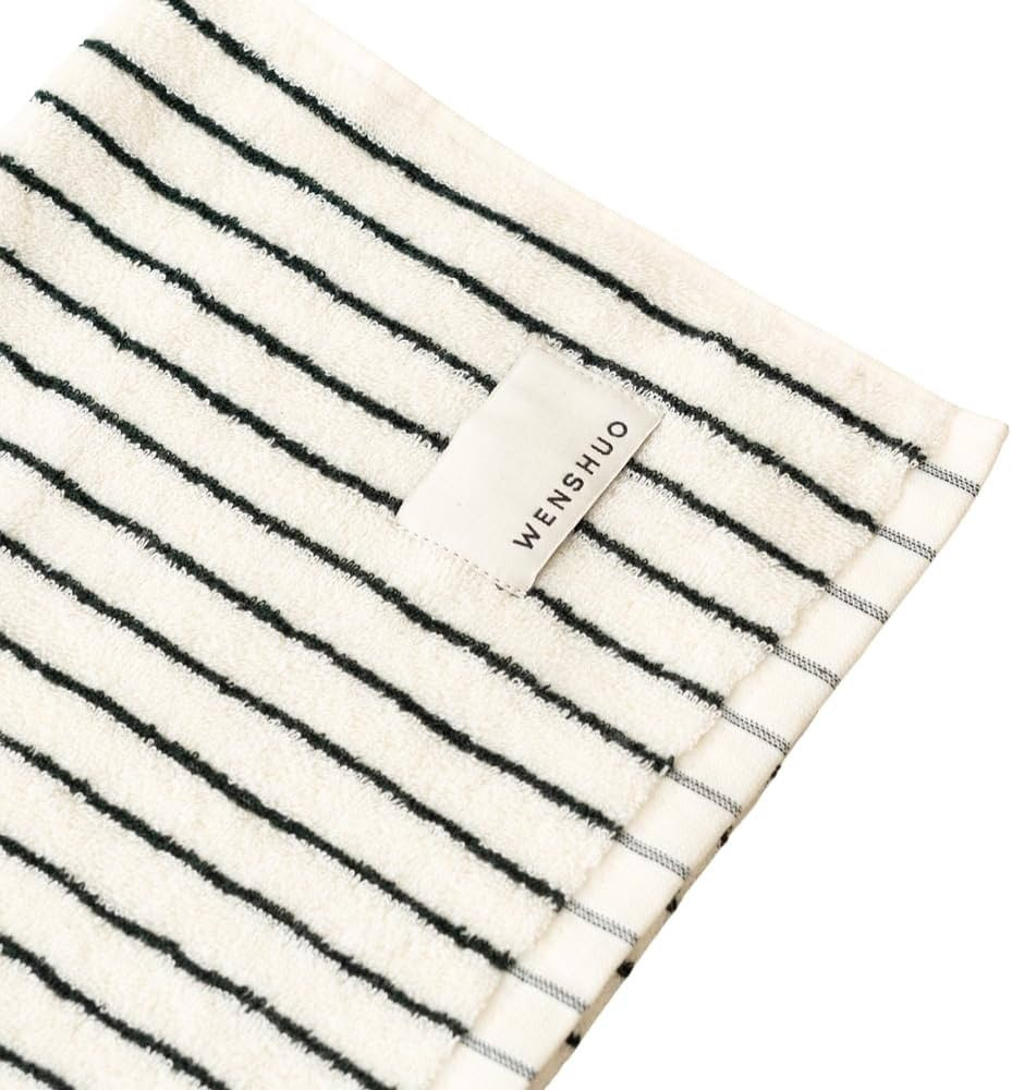 WENSHUO Black&White Striped Pure Cotton Hand Towel,100% Combed Cotton,Luxury Shower Towel,Super A... | Amazon (US)