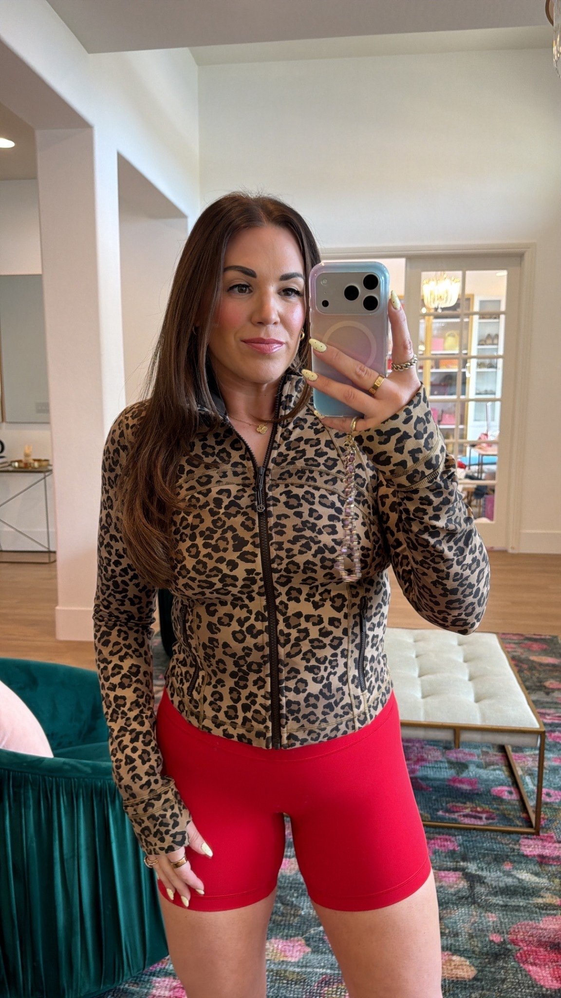 curvy midsize fitness workout look! in the size 10 in cropped define jacket and size 8 in short. obsessed with the new lululemon true leopard multi print! 

#LTKMidsize #LTKActive #LTKfitnessgoals