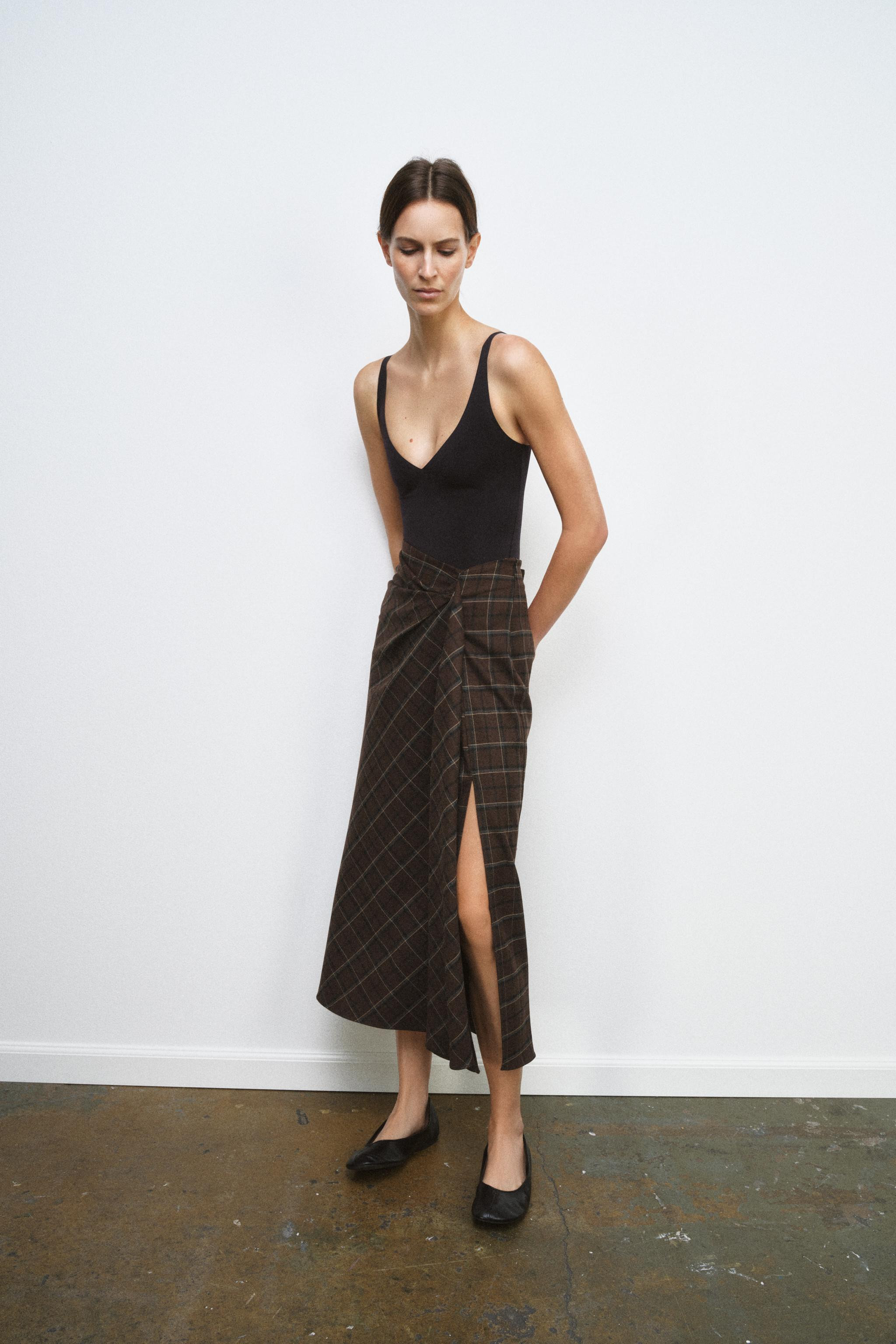 ZW COLLECTION DRAPED PLAID SKIRT | Zara US