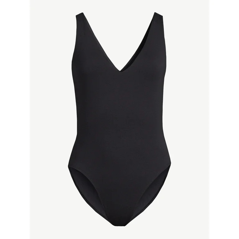Scoop Women's Sleeveless Double V Neck Fitted Bodysuit | Walmart (US)