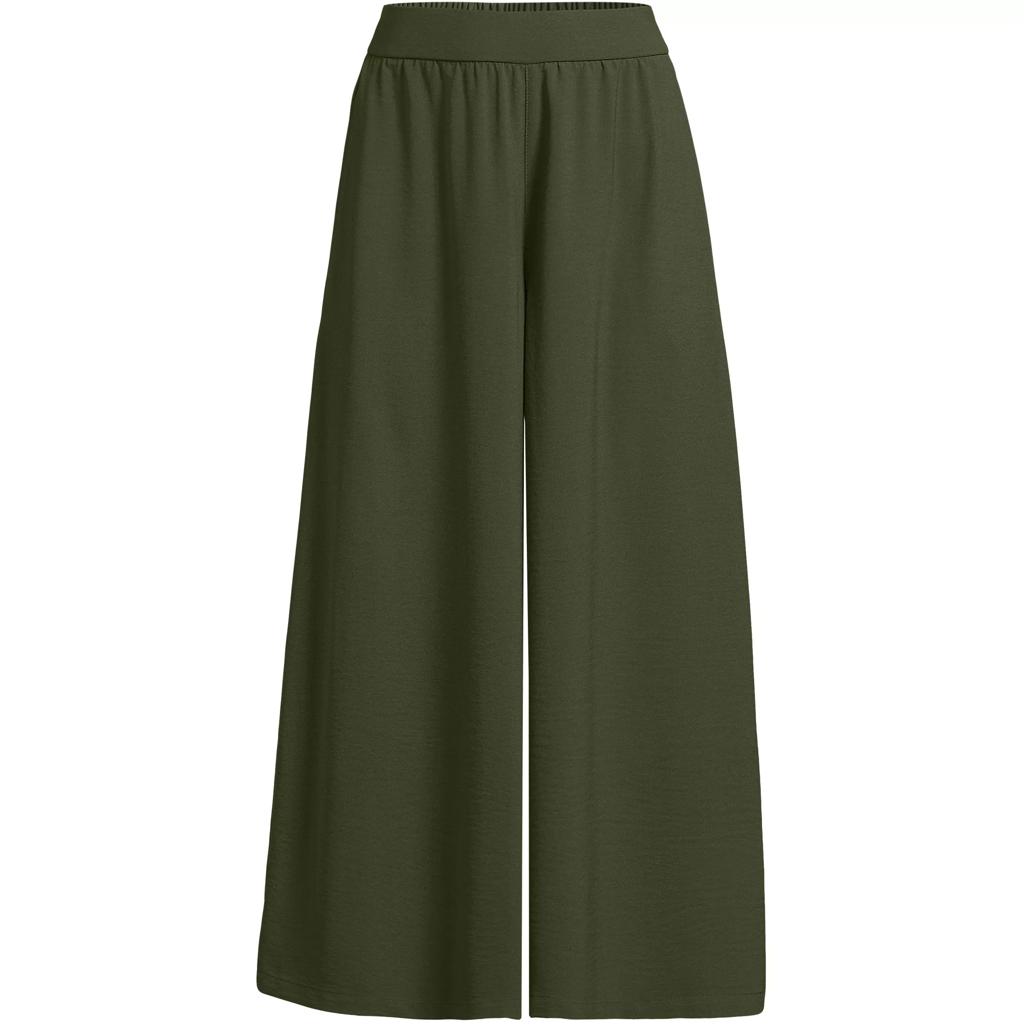 Women's Creaseless High Rise Palazzo Crop Pants | Lands' End (US)