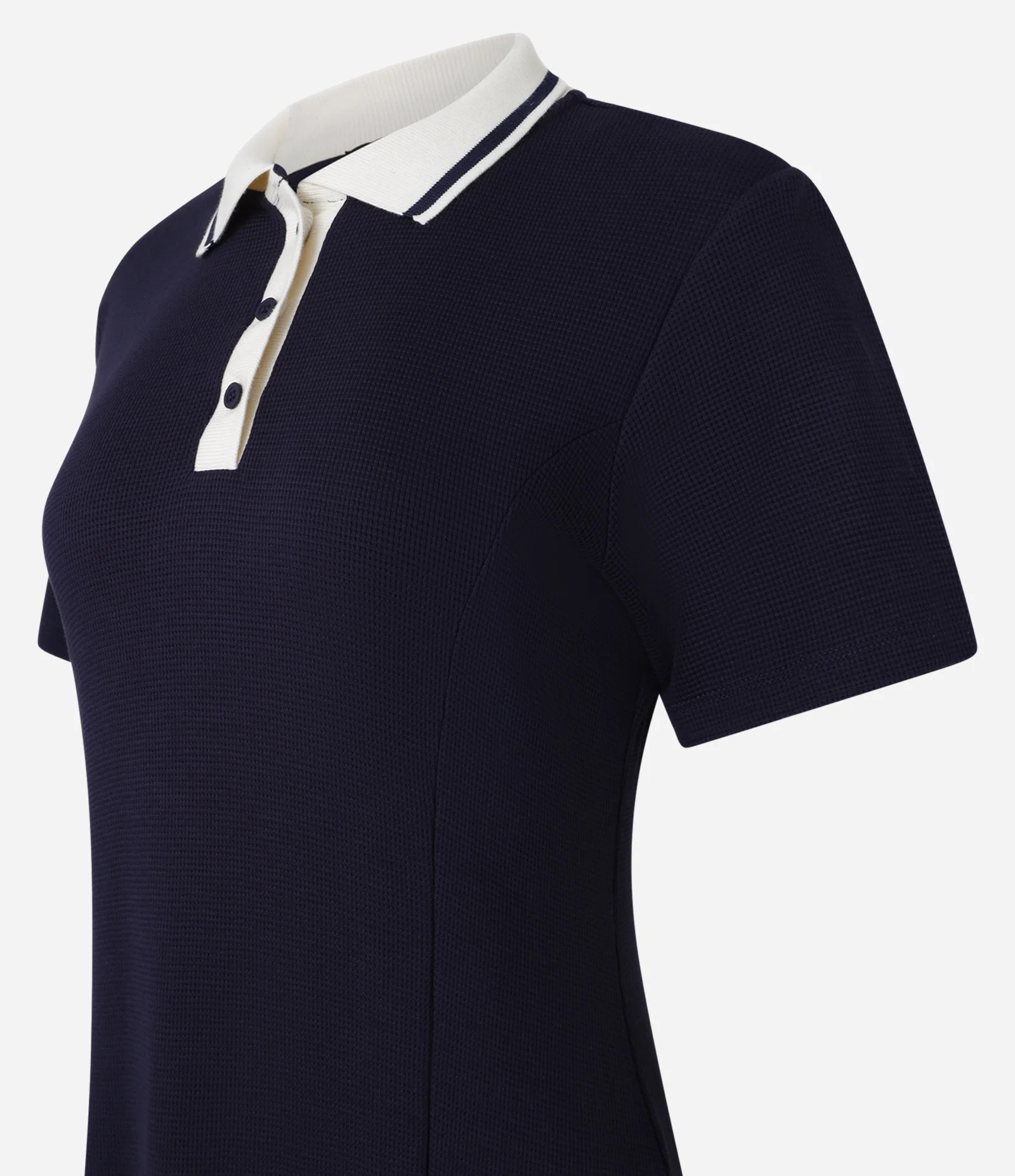 Vestido Curto em Ribana com Gola Polo Contrastante Azul Marinho - Lojas Renner | Renner (BR)
