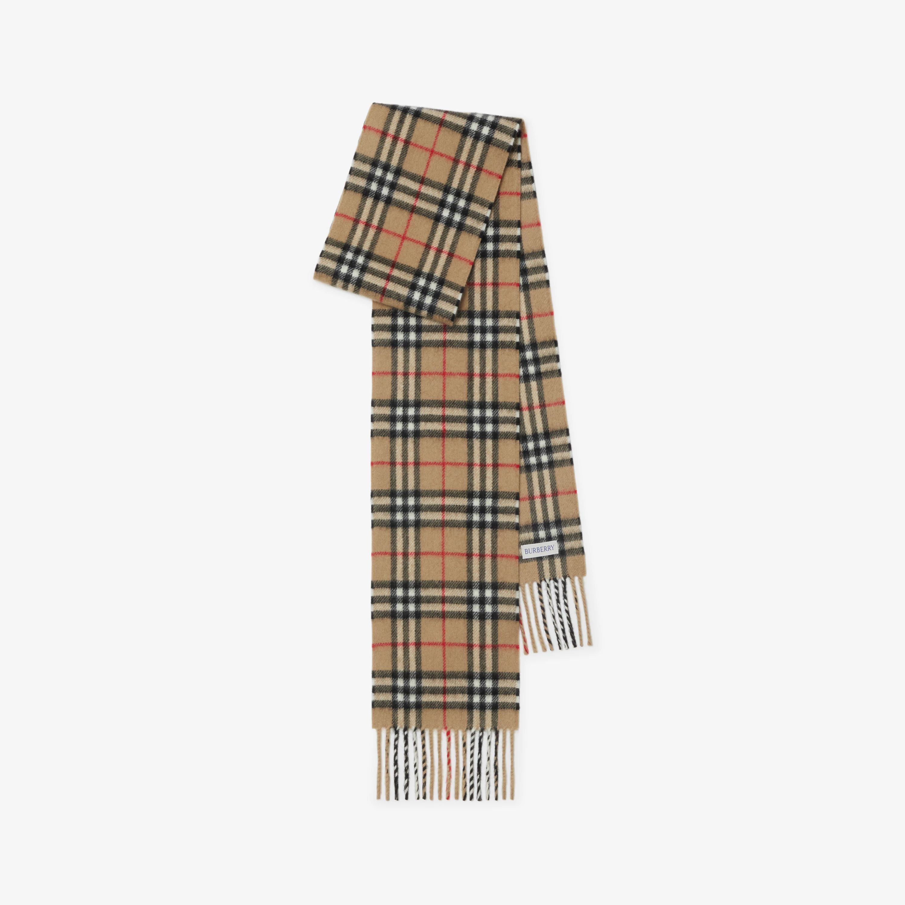 Narrow Check Cashmere Scarf in Archive Beige | Burberry® Official | Burberry (US)