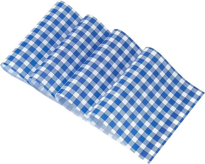100 Pcs Wax Paper Sheets, 12" x 7.5" Blue and White Checkered Food Paper, Durable Dry Waxed Deli ... | Amazon (US)