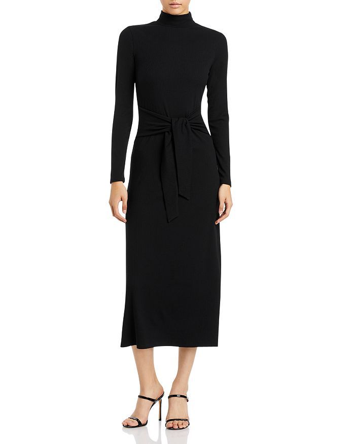 Mock Neck Tie Waist Long Sleeved Ribbed Dress - 100% Exclusive | Bloomingdale's (US)