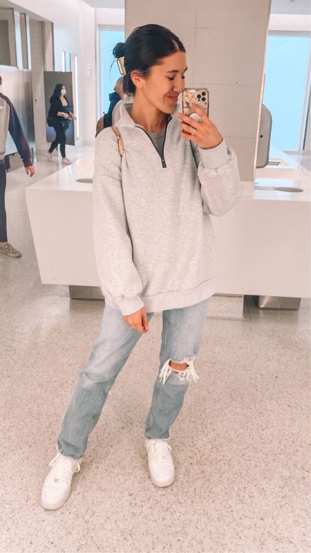 Amazon fashion pullover, medium for oversized fit
Travel outfit, travel outfits 

Abercrombie and Fitch straight jeans, 27

Nike sneakers, white sneakers 

Amazon finds
Fall outfits
Winter outfits 

#LTKSeasonal #LTKstyletip #LTKtravel