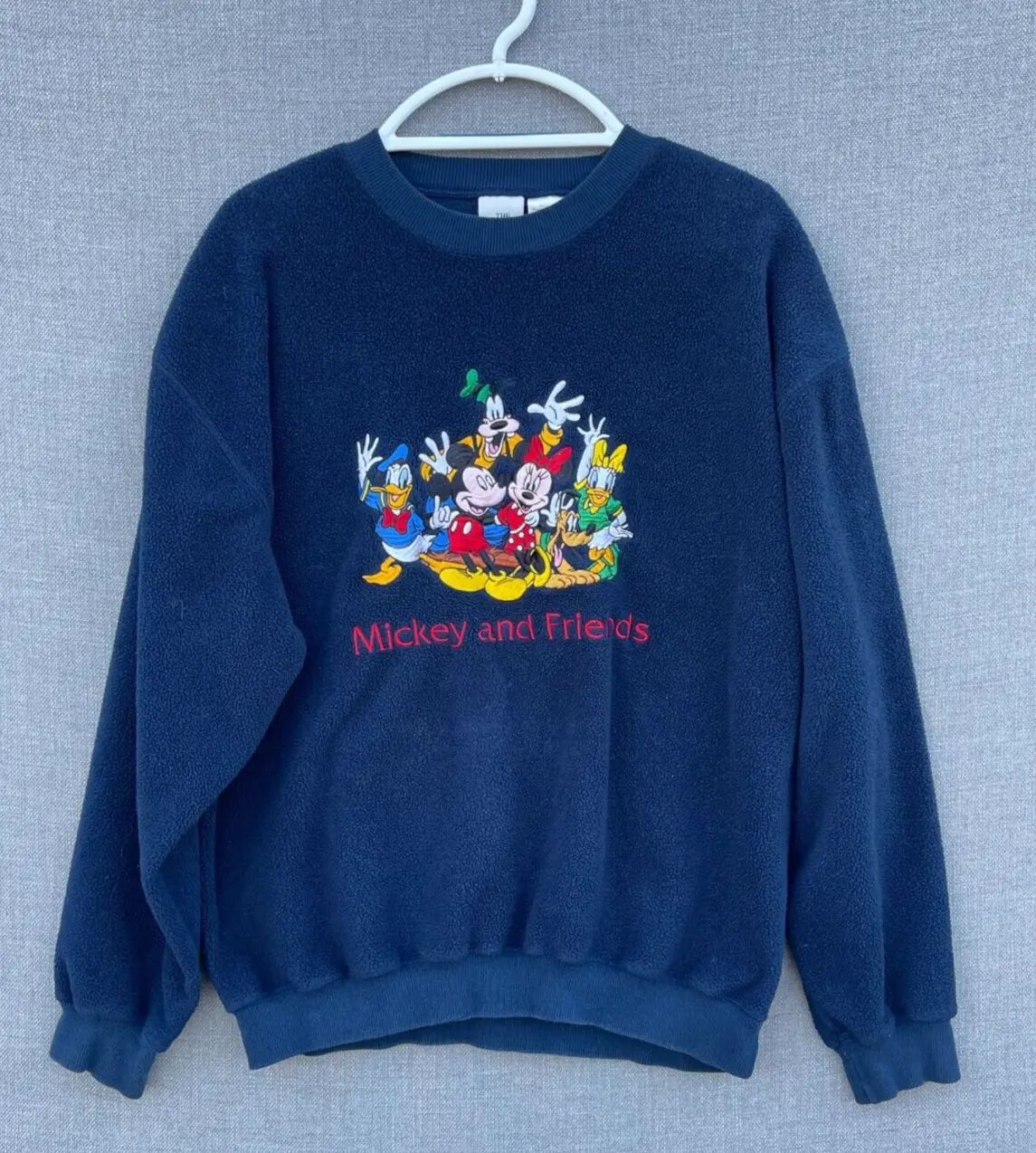 Vintage Disney Sweater Adult Medium Blue Mickey And Friends Fleece Pullover  | eBay | eBay US