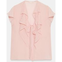 Zara - Ruffled Tie Blouse - Pastel Pink - M - Woman | Zara US