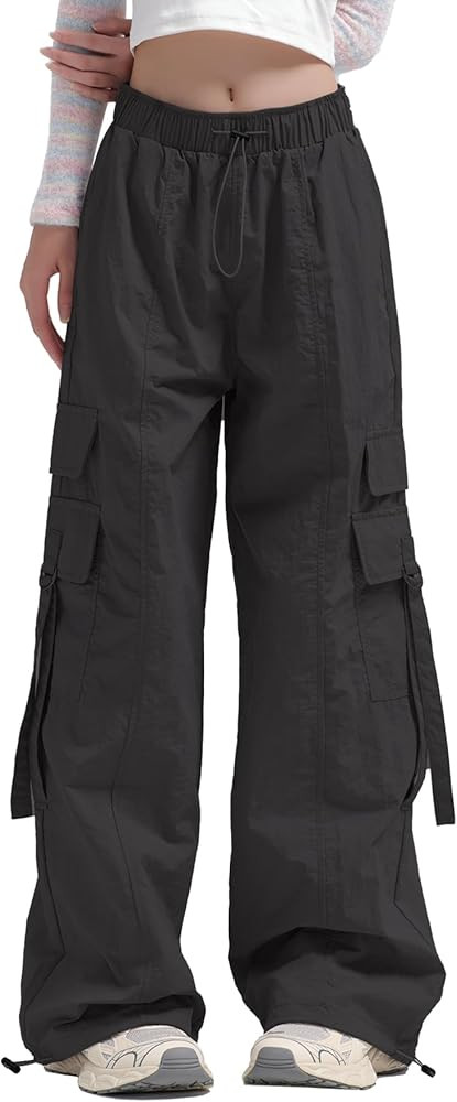 Women Quick-Dry Cargo Pants Y2K Wide Leg Baggy Pants Lightweight Hiking Pants Streetwear with Dra... | Amazon (US)