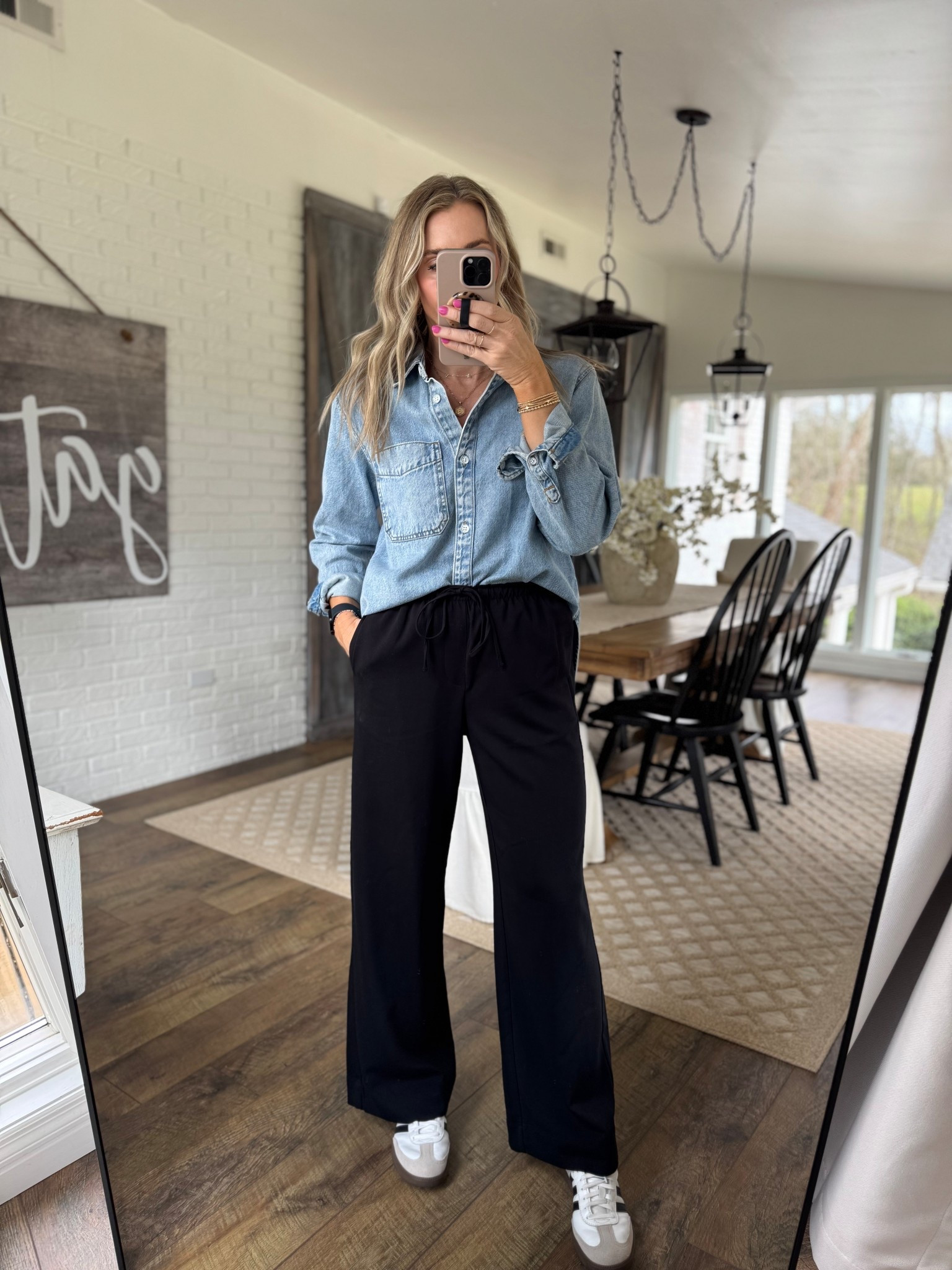 Target drawstring pull on pants…10/10. These should be a closet staple. Length options and three colors🙌
5’7”/140 size small

universal thread jean button down size medium. I wear this constantly. 💙

#LTKOver40 #LTKTall #LTKWorkwear