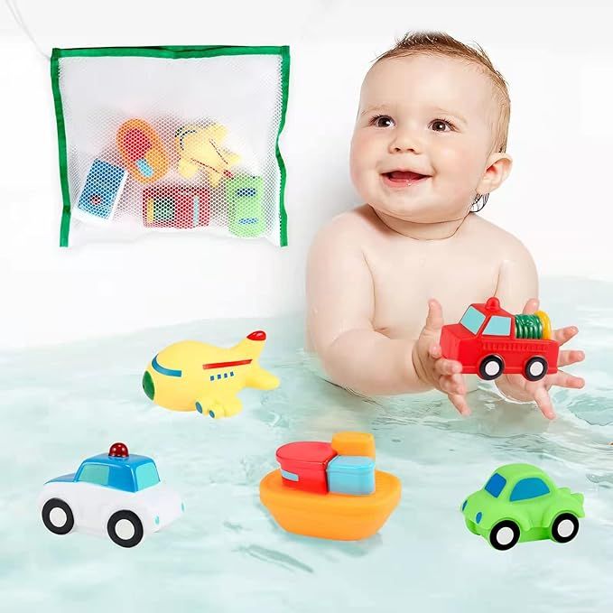 Baby Bath Toys Bathtub Toy - 5 Packs with Organizer Kids Floating Water Spray Toy Fun Bathtime wi... | Amazon (US)