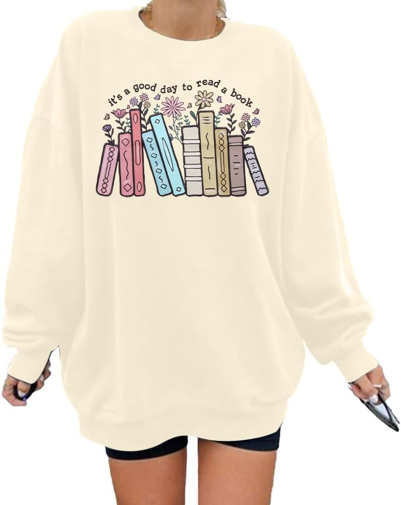 ALLTB Book Sweatshirts Women It’s a Good Day to Read Book Graphic Shirt Bookish Teacher Reading... | Amazon (US)