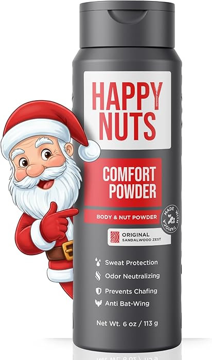 HAPPY NUTS Comfort Powder Deodorant For Men: Anti-Chafing Sweat Defense, Odor Control, Aluminum-F... | Amazon (US)