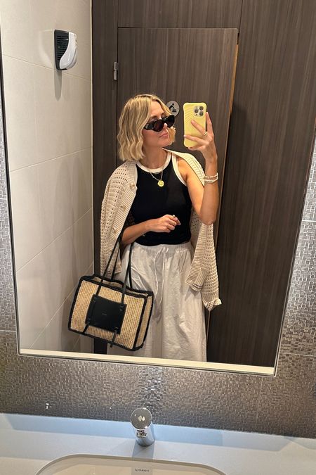 Travel outfit, holiday outfits, airport outfits, white maxi skirt, basket bag, monochrome outfit, minimal outfits 

#LTKeurope #LTKuk #LTKsummer