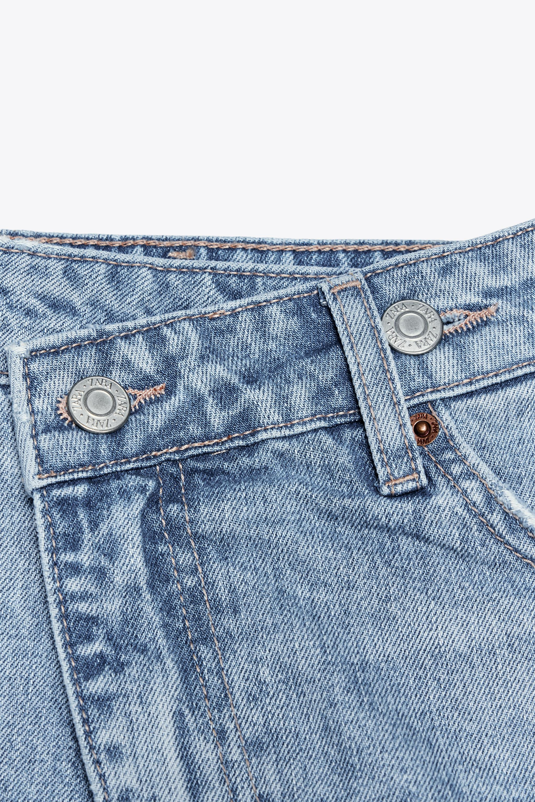 HIGH-WAIST CROSSOVER WAIST TRF MOM FIT DENIM BERMUDA SHORTS | Zara UK