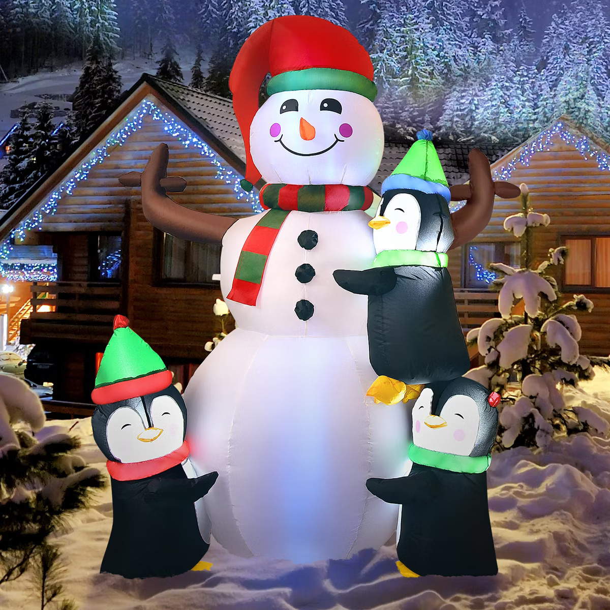 6ft Christmas Inflatable Snowman with Penguins Quick Blow up Snowman | Target