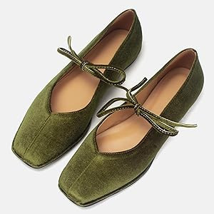 VorisVina Lace Up Square Toe Ballet Flats for Women Cute Bow Slip On Mary Jane Flats Casual Balle... | Amazon (US)